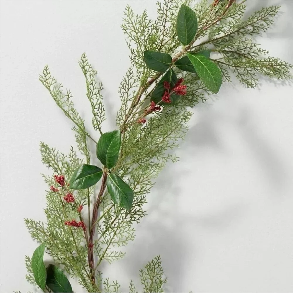 12' Faux Cedar & Magnolia Leaf with Winterberries Christmas Garland - Hearth